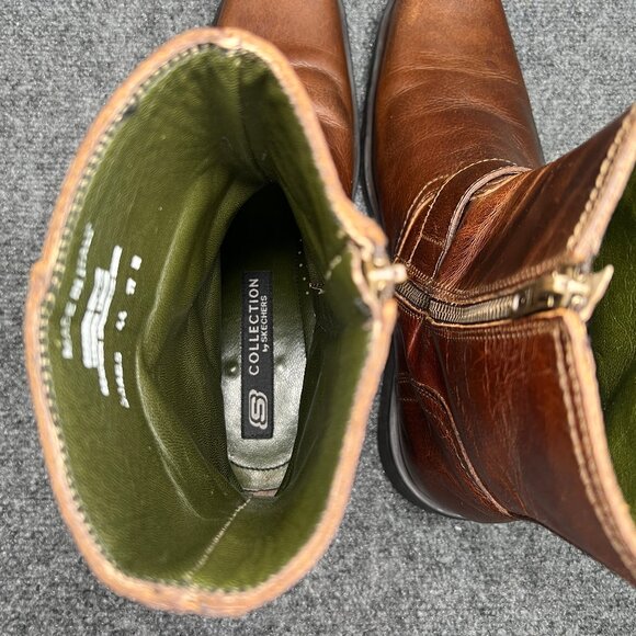 Skechers Motorcycle Boots Men's Size 11 Brown Leather Harness Buckle Square Toe - Picture 9 of 16